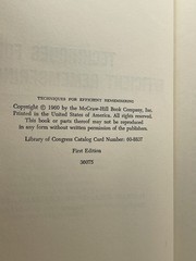 Techniques for Efficient Remembering First Edition 1960 McGraw-Hill Hardcover