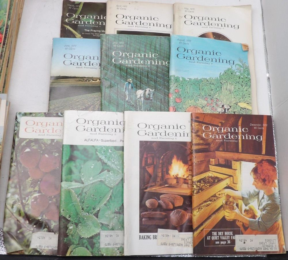 Lot of 10 Vintage Organic Gardening and Farming Magazines 1962 March-December