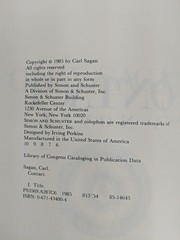 Carl Sagan~CONTACT~HCDJ 6th Print 1985