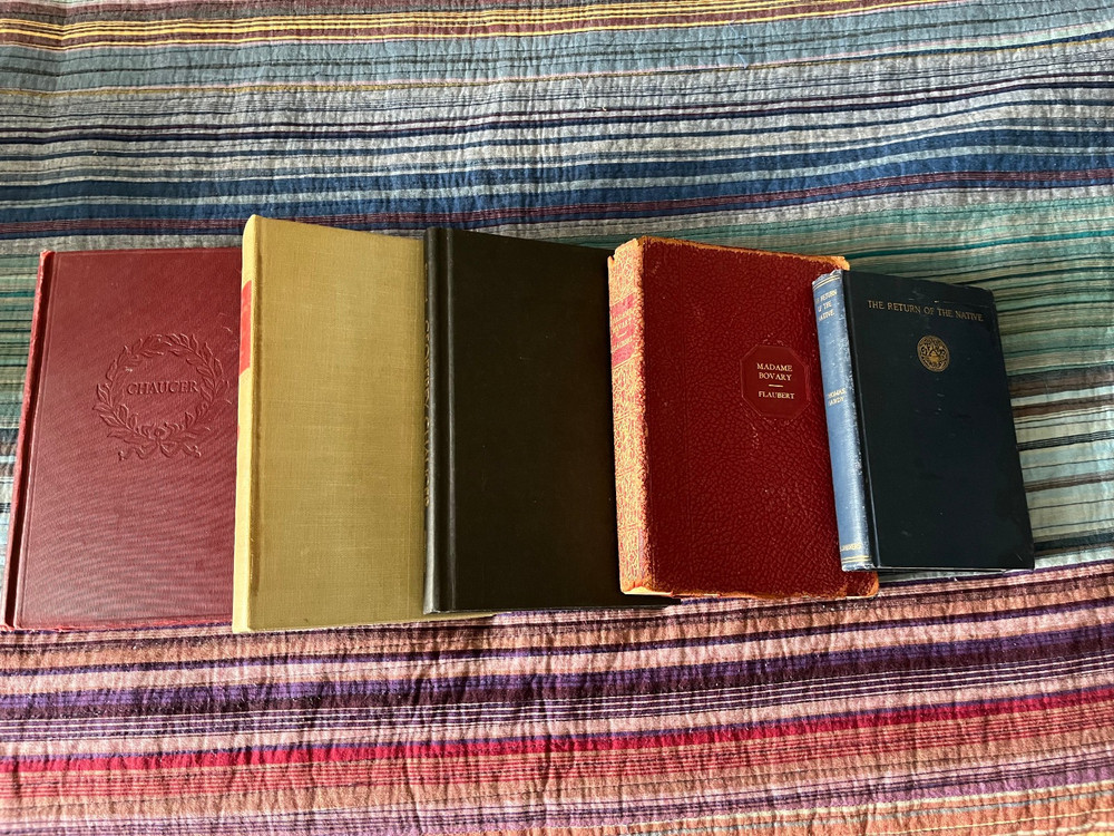 lot of vintage Chaucer, Tolstoy, Flaubert, Hardy hardcover books