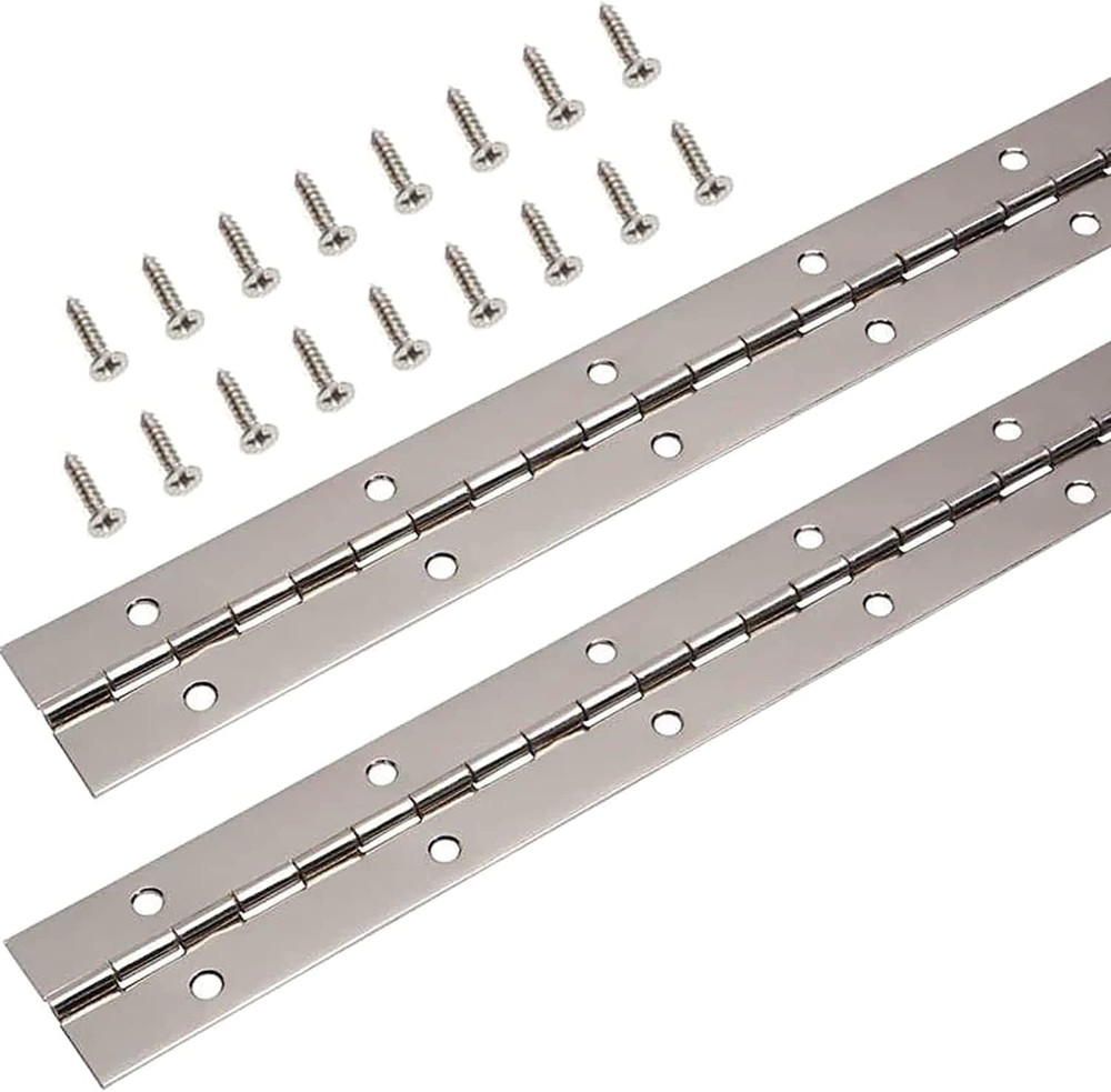 Stainless Steel Continuous Piano Hinges, 12″ Heavy Duty, 2 Pcs with Screws