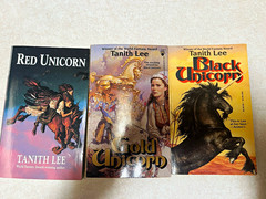 Tanith Lee Unicorn Series Paperbacks: Black, Gold & Red Unicorn