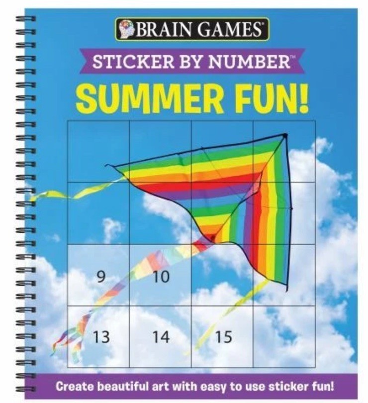 Brain Games Sticker by Number Summer Fun Spiral Bound Create Art Sticker Fun New