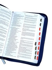 Biblia Bilingue Con Cierre RVR1960/ KJV Tamaño Manual Azul Marino Con Indice