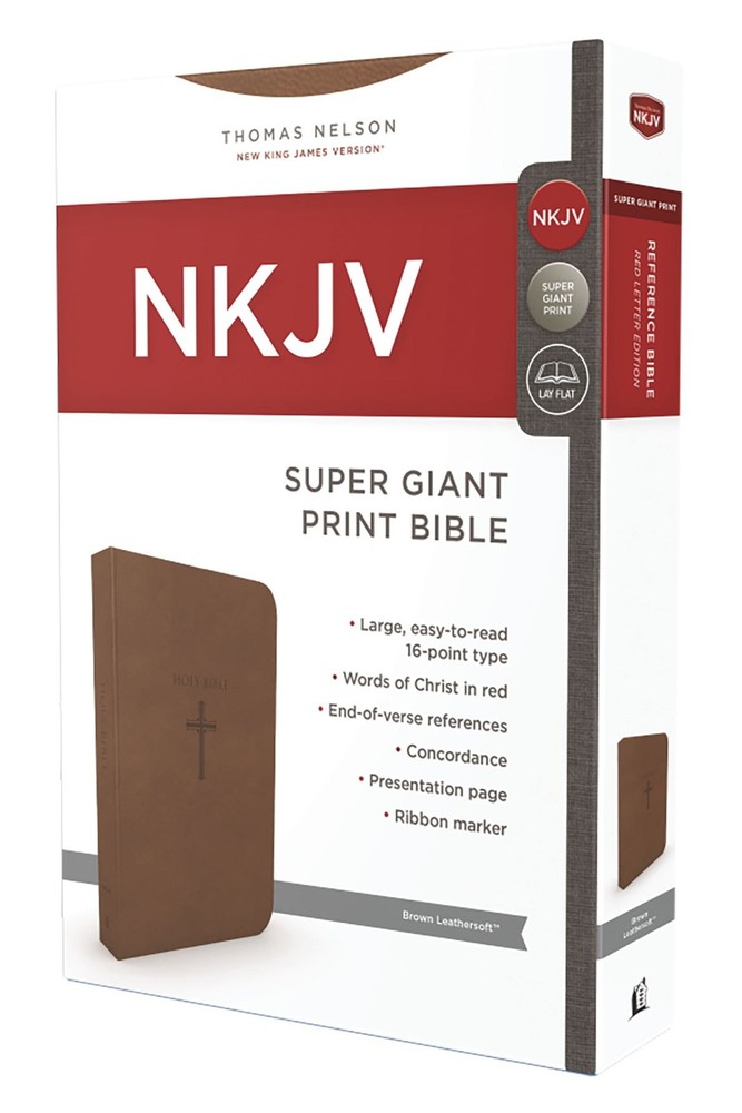 NKJV Super Giant Print Reference Bible, Leathersoft, Brown