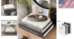 Luxury Linen Decorative Books Set of 3 – Minimalist Home Decor for Elegance
