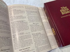 Bible NASB Open Bible 1985 Expanded Edition Red Letter Burgundy Hardcover