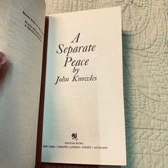 A Separate Peace John Knowles Bantam Books Paperback Novel 1975