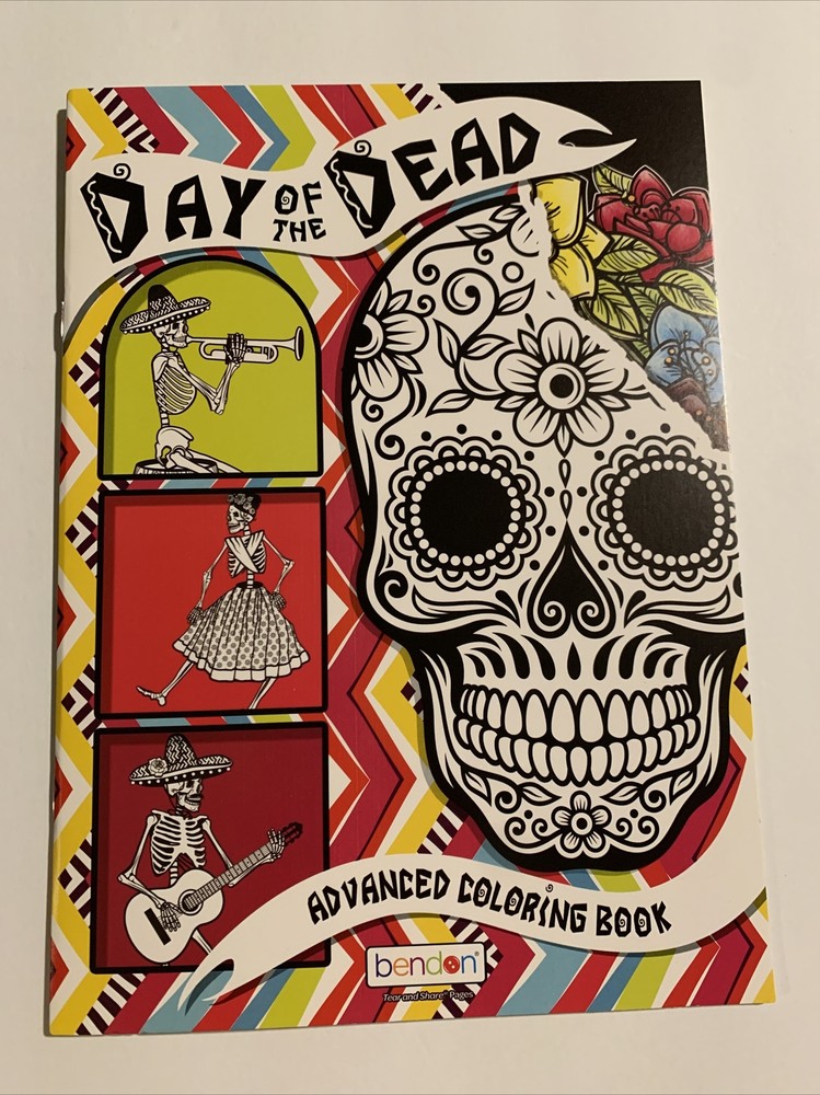 DAY OF THE DEAD Advanced COLORING BOOK – SUGAR SKULLS. 14 Pages New