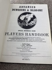 Advanced Dungeons and Dragons 1st Edition Players Handbook 6th Printing 1980