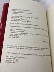 Dramatic Monologues : A Contemporary Anthology | Ed. Samuel Maio | 2009 #LikeNew