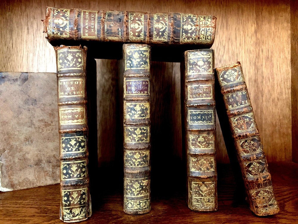 OLD BOOK Leather Antique Binding from 1700s – Literature, History, Religion Etc