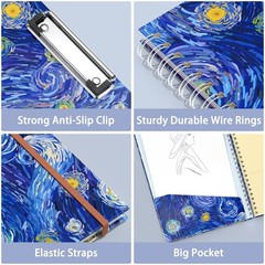 Spiral Clipboard Folio with Refillable Lined Notepad, 14.5 x 9.8 In, Hardcove…