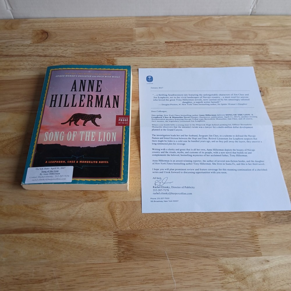 Song of the Lion Anne Hillerman 2017 First Edition Uncorrected Proof Harper