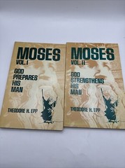 Moses 1975 Vol 1-2 Paperback Book Lot Theodore Epp Back Bible Broadcast C5