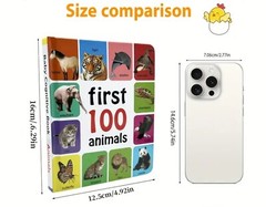 Baby Book First 100 Animals Hardcover Toddler Hard Pages Mini Size 6in NEW