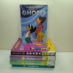 5 RAINA TELGEMEIER Graphic Novels ~ GUTS ~ SMILE ~ GHOSTS ~ SISTERS ~ DRAMA