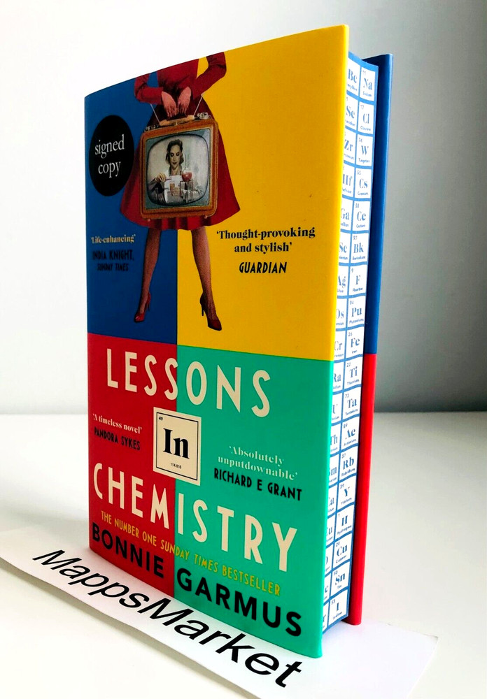 SIGNED Lessons in Chemistry by Bonnie Garmus WATERSTONES HC 1/2 ~STENCILED EDGE
