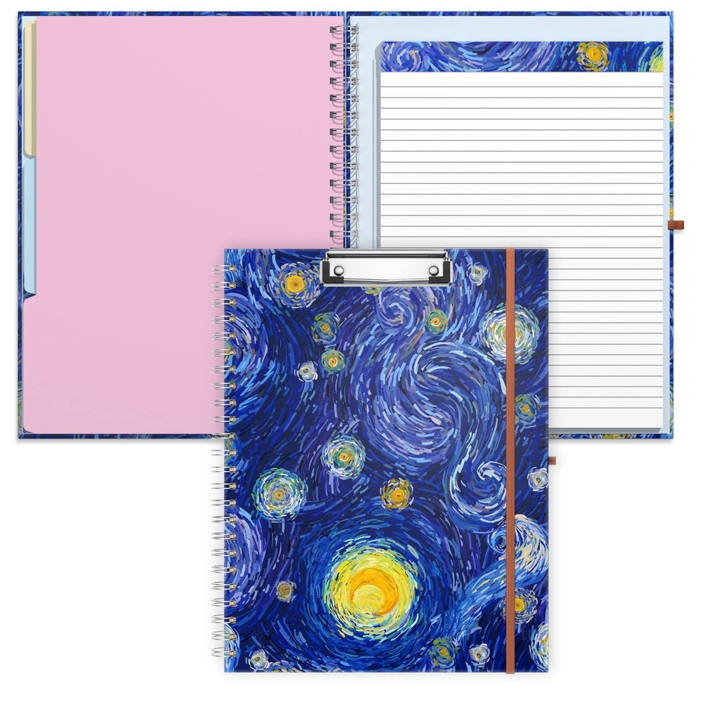 Spiral Clipboard Folio with Refillable Lined Notepad, 14.5 x 9.8 In, Hardcove…