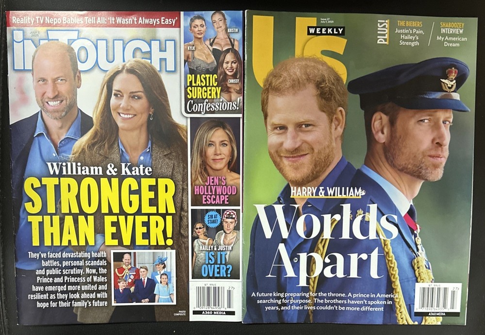 In Touch And US Magazines July 7 Th 2025 William & Kate And Harry