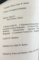 From Where I Stand by Caleb W. Bucher, 1988, E-42