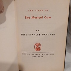 William Morrow Perry Mason The Case of the Musical Cow Erle Gardner HC 1950