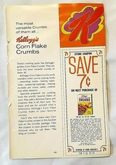 VINTAGE 1971 KELLOGG’S CORN FLAKE CRUMBS COUPON $0.07 CENTS AND AD PAGE