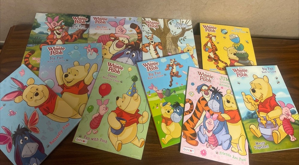 HUGE Winnie The Pooh Bear Disney Coloring Book 10 Lot Friends Are Fun New