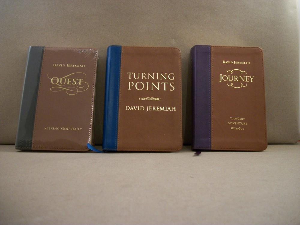 3 David Jeremiah Leather Turning Point Books: Quest, Journey & Turning Points