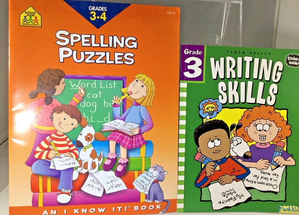 Spelling Puzzles and Writing Skills Books Grade 3-4 New