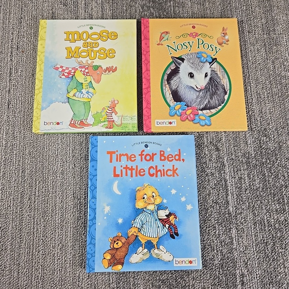 Little Bendon Moose Mouse Rosy Posy Time Bed Little Chick 3 Hardcover Book Lot
