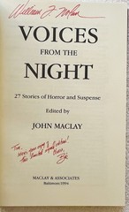 Voices from the Night ~ John Maclay ~ 1st Ed HC ~ Presentation Copy ~ Signed!