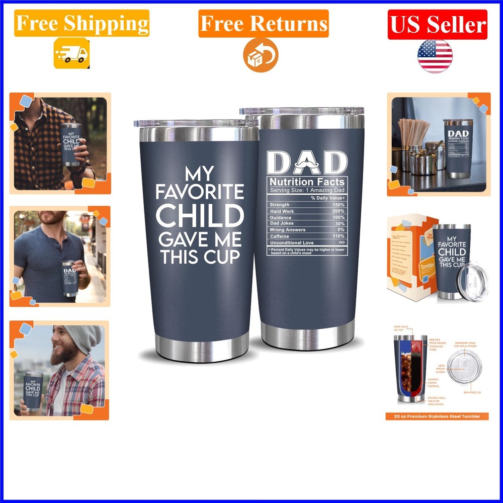 20 Oz Insulated Stainless Steel Dad Tumbler – Navy, Gift for Fathers