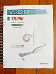 TAKEUCHI TB260 MINI EXCAVATOR WORKSHOP MANUAL – COIL BOUND, COVERS, XL FOLDOUTS!