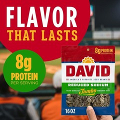 DAVID Reduced Sodium Jumbo Sunflower Seeds, 16 oz.⭐️⭐️⭐️⭐️⭐️