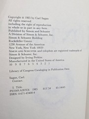 Contact Carl Sagan Simon and Schuster 1985 HC DJ 1st Ed/1st Printing VG