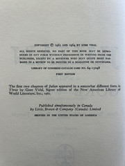 Julian by Gore Vidal, Little, Brown 1964 1st Edition / Print Hardcover w/DJ