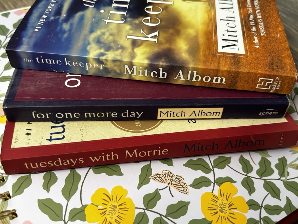 Tuesdays with Morrie, The Time Keeper & For One More Day books by Mitch Albom