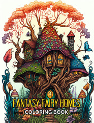 Fantasy Fairy Homes Coloring Book: Adult Coloring Book Gift for Men and Women Fu