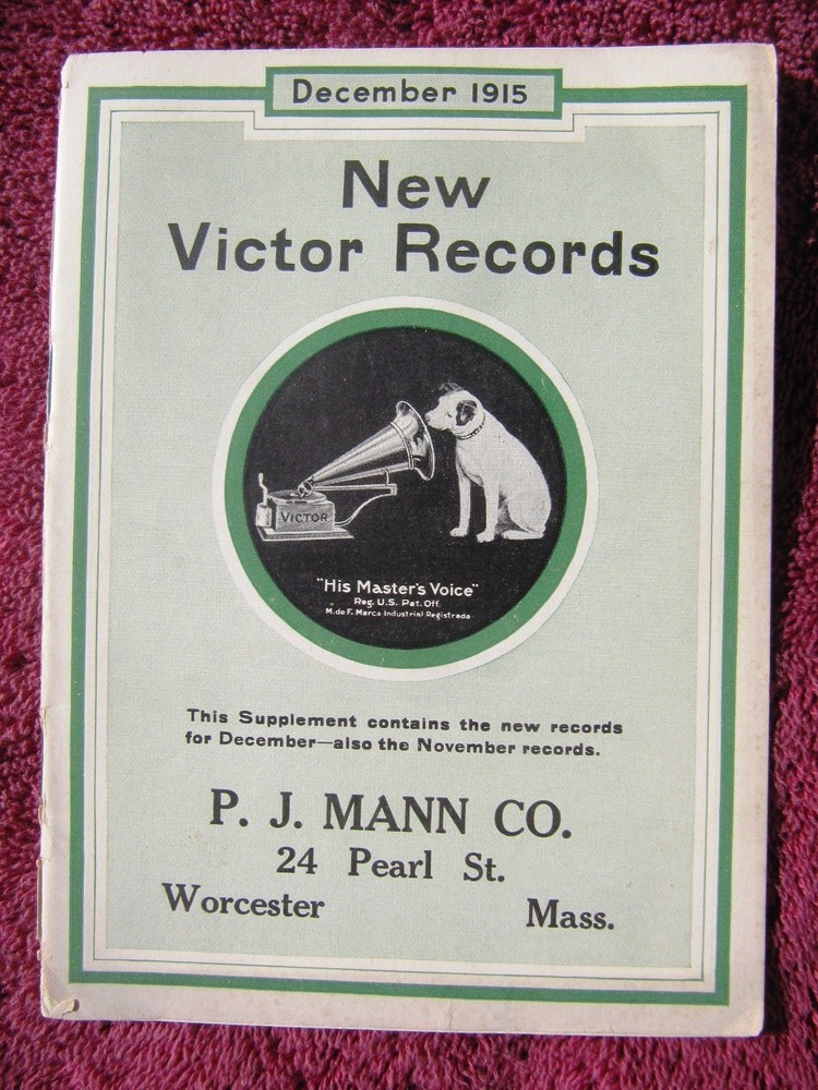 VICTOR BOOK OF THE OPERA Debut New RECORDS DEC 1915 Supplement Victrola CATALOG