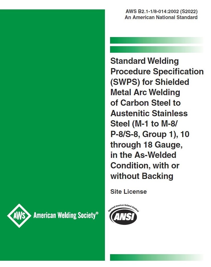 AWS B2.1-1/8-014:2002 (S2022) – STANDARD WELDING PROCEDURE SPECIFICATION (SWPS)