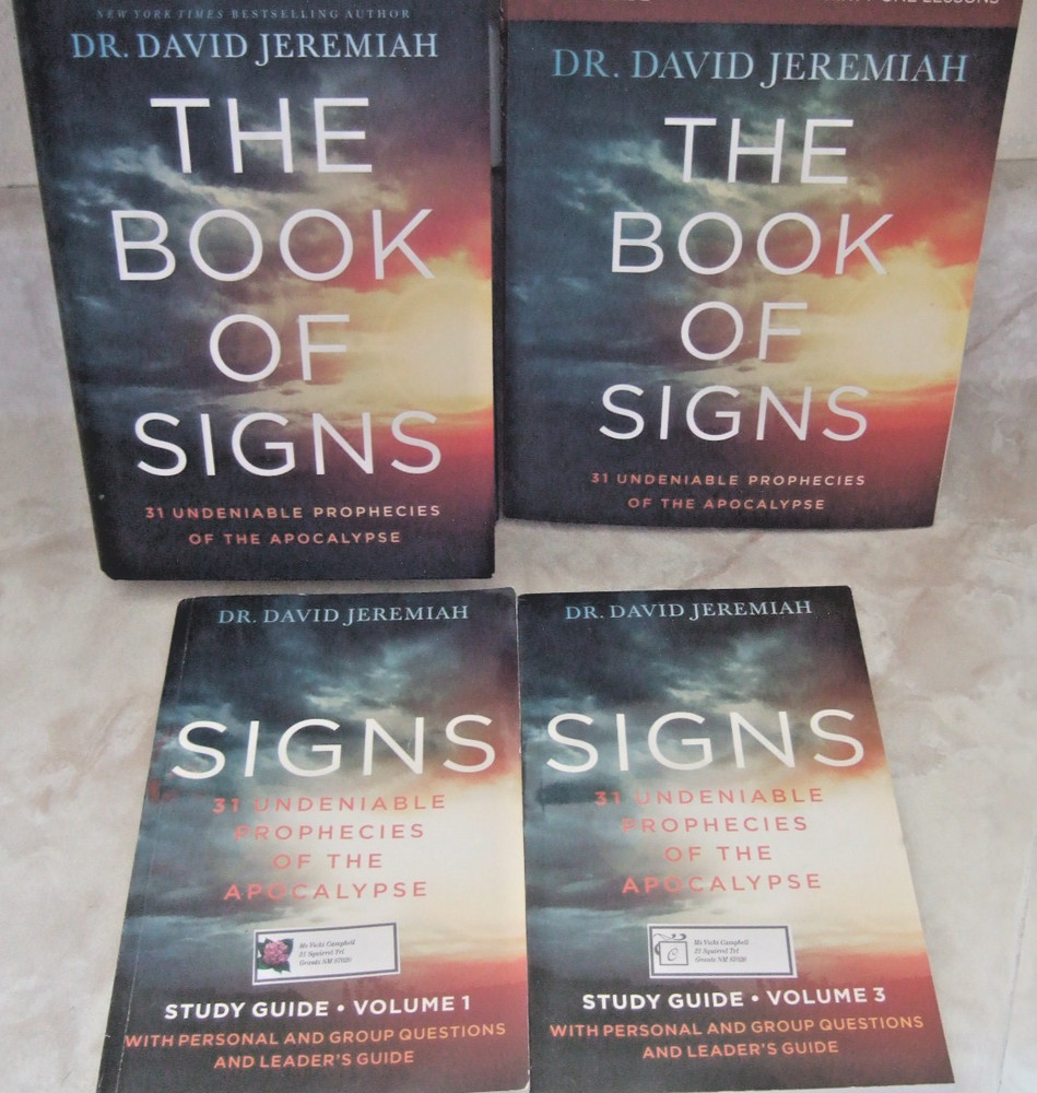 DR. DAVID JEREMIAH HC BOOK, STUDY GUIDES 1&3 + 31 LESSONS THE BOOK OF SIGNS