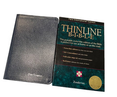 NIV Thinline Bible 1996 Navy Bonded Leather 1984 Text Original Box