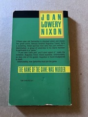 THE NAME OF THE GAME WAS MURDER by Joan Lowery Nixon 1994 paperback YA SUSPENSE