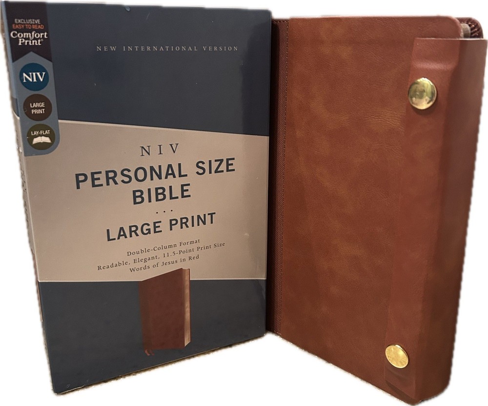 SNAP CLOSURE NIV LARGE PRINT(11.5pt) Premium Personal Bible, Brown Leathersoft,