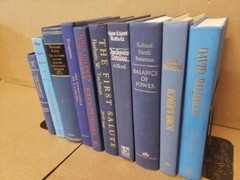 Lot of 10 Hardcover BLUE NAVY AQUA TEAL Shades Books for Staging Prop Decor