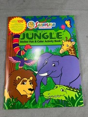 Sandylion JUNGLE Sticker Fun & Color Activity Book w/ Over 100 Stickers Vtg 2000