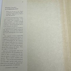 Abraham Lincoln’s Autobiography Robert Dale Richardson 1952 HC Beacon Press