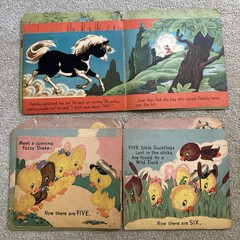 6 Vtg 1940’s Children’s Books Fuzzy Wuzzy series Bunny Puppy Kitten Pony Duck