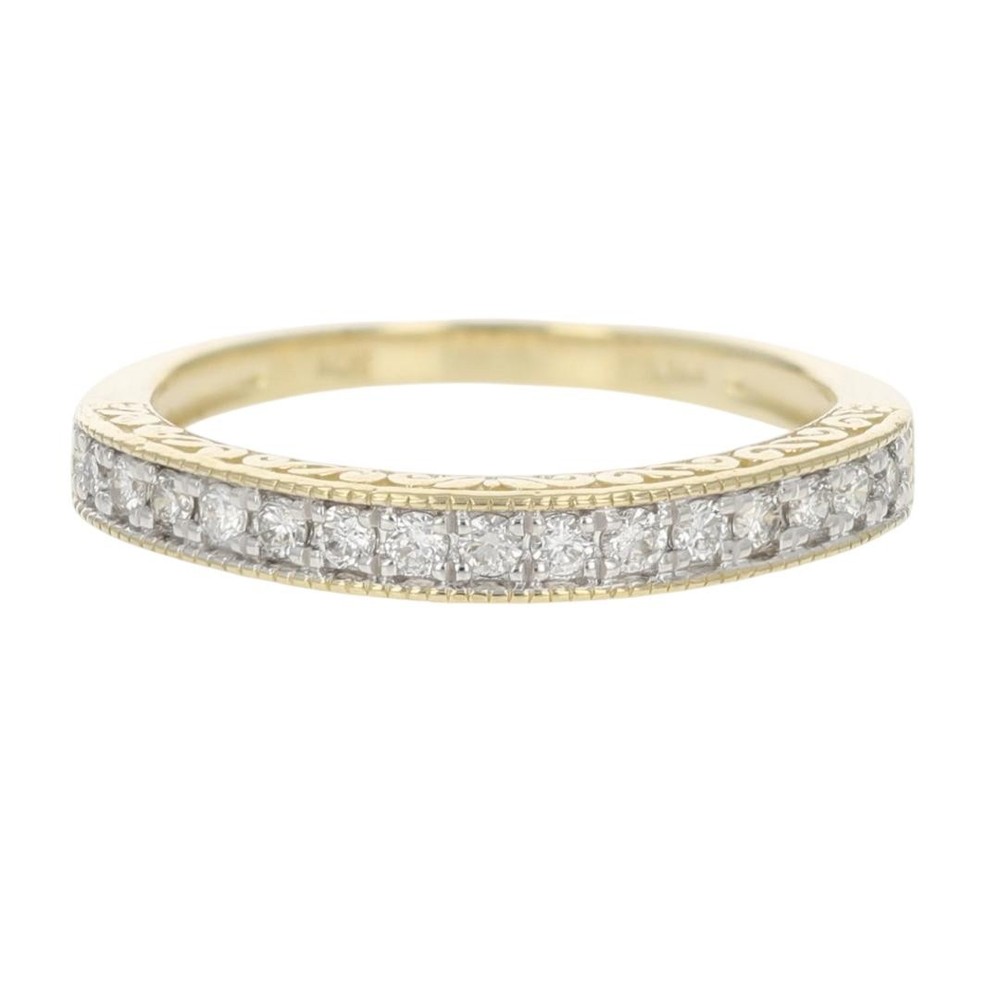 .17ctw Diamond Pavé Milgrain Scroll Wedding Band Ring 14k Yellow Gold Size 5